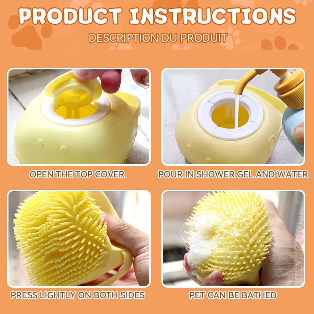 Ultimate Dog Bathing Brush: Spa-Quality Massage & Shampoo Dispenser for Pups and Kitties!