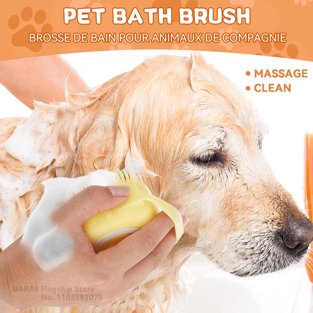 Ultimate Dog Bathing Brush: Spa-Quality Massage & Shampoo Dispenser for Pups and Kitties!