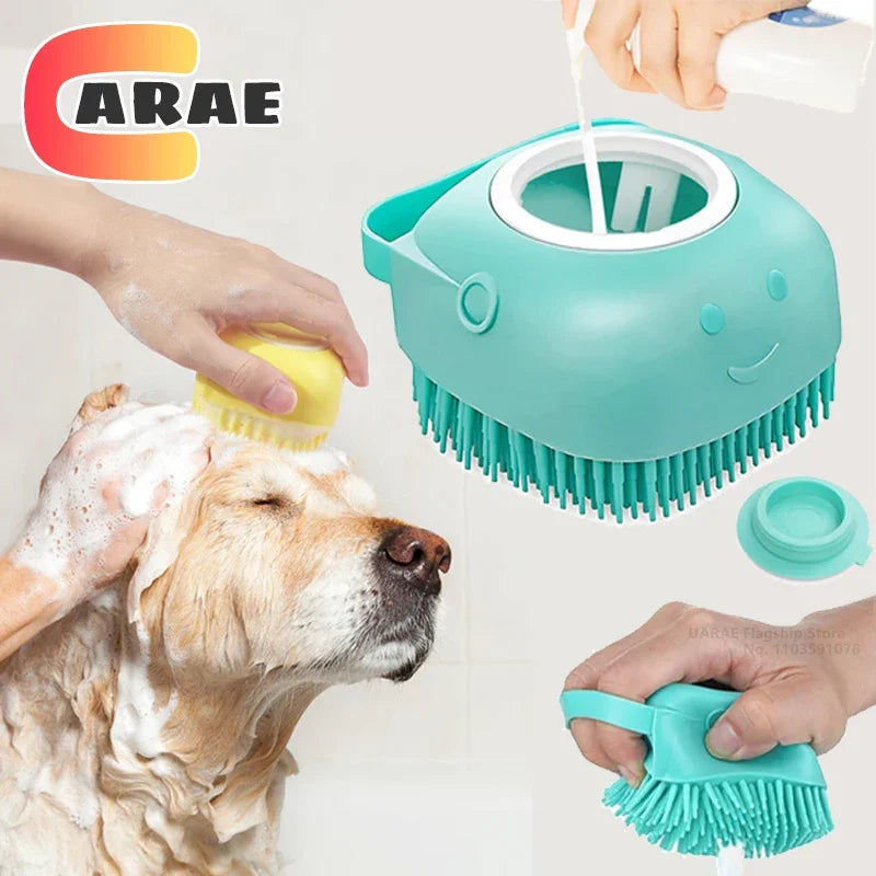 Ultimate Dog Bathing Brush: Spa-Quality Massage & Shampoo Dispenser for Pups and Kitties!